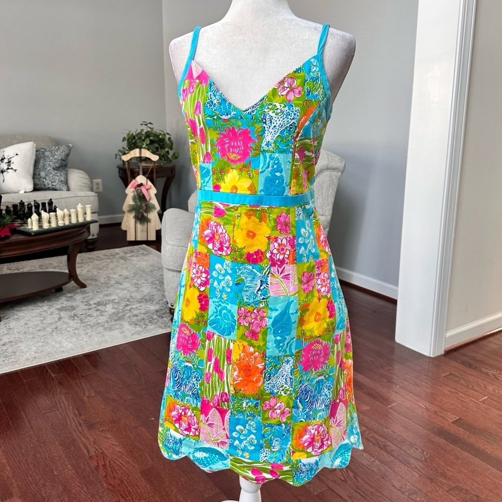 Key West Scalloped Trim Feminine Summer Tropical Beach Cocktail Dress Size 10